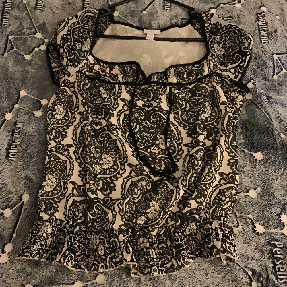 Black and white paisley print shirt